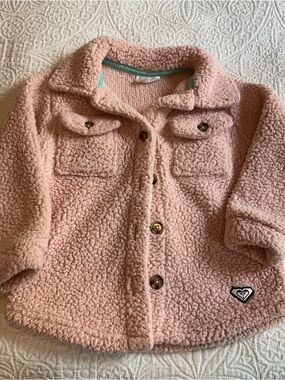Roxy Pink Sherpa Button-Up Jacket